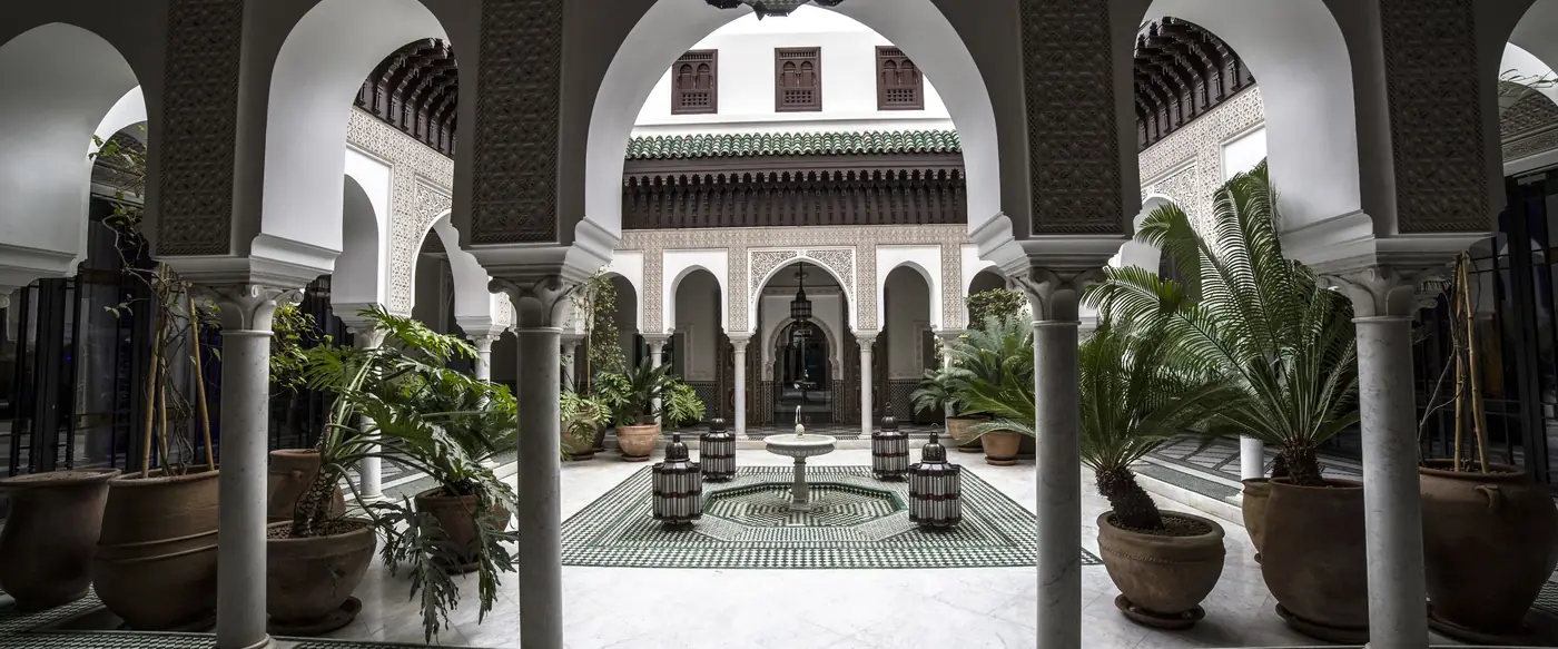 A courtyard of a Moroccan palace