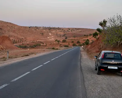 A road crossing the Moroccan countryside